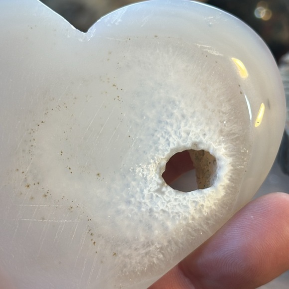 Agate Crystal Heart Carving With Druzy! - Picture 5 of 6